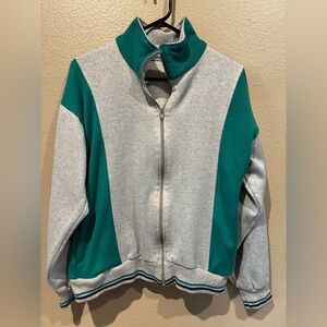 80s Retro Gray and Teal Jacket /medium